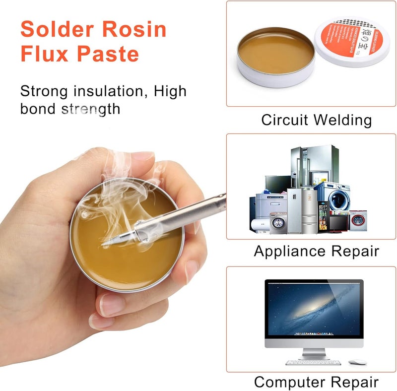 Ahier Soldering Iron Tip Cleaner Kit, Solder Tip Cleaning Brass With Holder, Soldering Rosin Flux Paste(0.35 oz / 10 g), 6pcs Replacement Solder Tip Cleaning for Cleaning Soldering Irons and Tips - Image 3